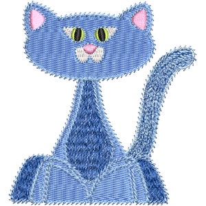 Blue Cat Embroidery Design, Machine Embroidery, Embroidery Design, Instant Download