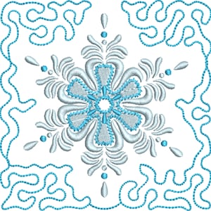 Floral Quilt Block Embroidery Design, 5x5