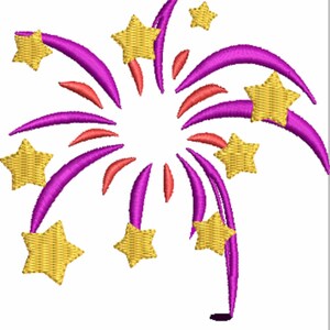 Fireworks Embroidery Design, Machine Embroidery, Instant Downloads