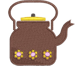 Teapot Embroidery Design, Teapot, Machine Embroidery, Embroidery Design
