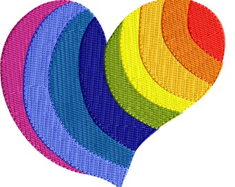 Regenbogen-Herz-Stickerei-Design, Stickerei-Design, Maschinenstickerei, Herz-Stickerei, Stickerei, Herz, Stickerei-Designs