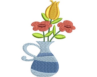 Flower Vase Embroidery Design, Flower Embroidery, Embroidery Design, Machine Embroidery, Embroidery, Flower, Flower Design