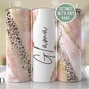Personalized Glama Tumbler Leopard Glitter - Grandma Gift Custom Name Tumbler - Glama Mother's Day Gift