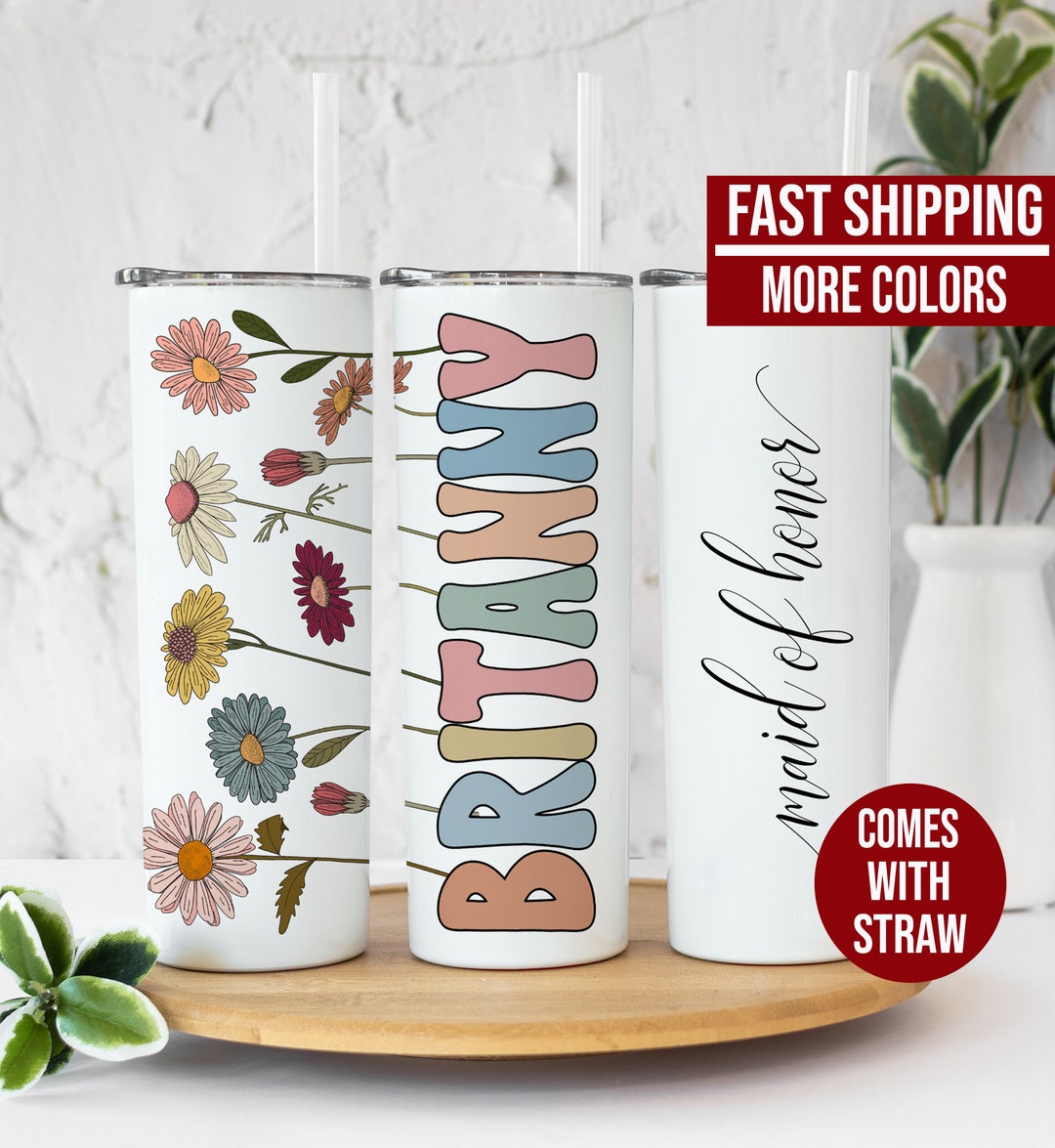 Personalized Maid of Honor Tumbler With Name, Maid of Honor Travel Cup