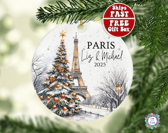 Personalized Paris Ornament | Custom Paris Vacation Christmas Ornament