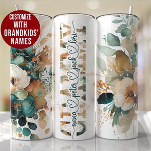 Personalized Grammy Floral Tumbler with Grandkids Names, Grammy Gift from Grandkids, Grammy Mother&#39;s Day, Grammy Gift, Grammy Travel Mug