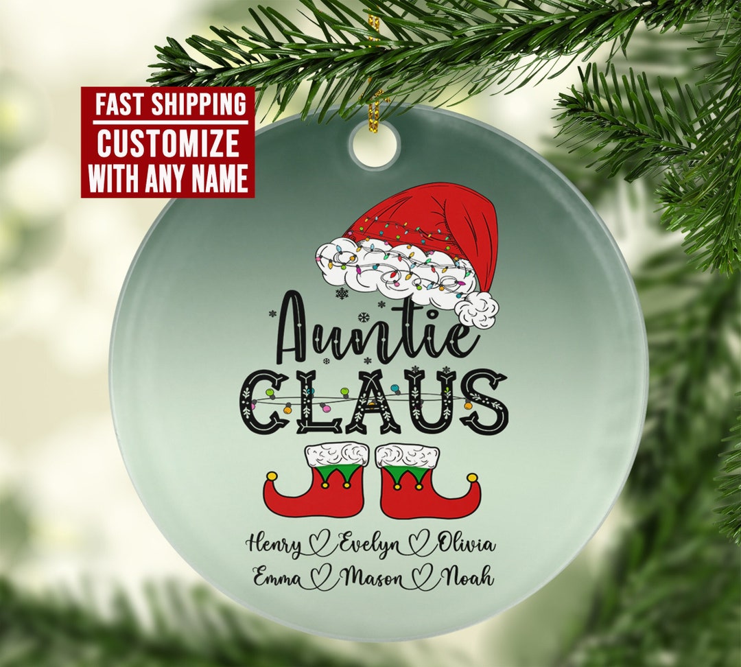 Personalized Aunt Ornament, Auntie Claus, Custom Auntie Christmas ...