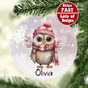 Personalized Owl Ornament for Girl | Custom Christmas Kids Ornament | Owl Christmas Gift