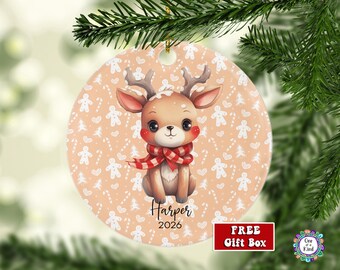Custom Reindeer Ornament - Personalized Girls Christmas Ornament - Kids Christmas Keepsake