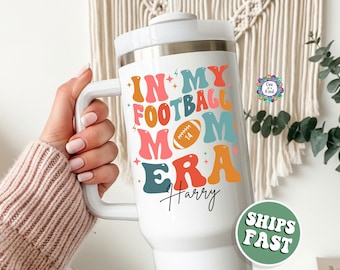 Custom Mom Football Tumbler 40oz, Personalized Football Mom Tumbler, Gifts for Football Mom, Football Mama Travel Tumbler, Football Mom Era
