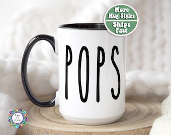 Father's Day Pops Gift, Pops Two Tone Mug, Father's Day Coffee Mug, Gifts for Pops, Pops Birthday Gift