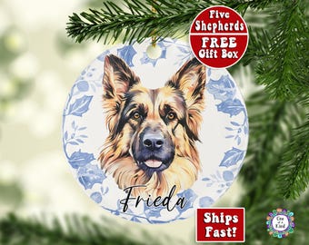Personalized German Shepherd Christmas Ornament | Custom GSD Gift with Name