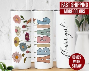 Personalized Flower Girl Tumbler With Name, Custom Flower Girl Cup, Flower Girl Gifts, Gift For Flower Girl, Flower Girl Proposal Gift