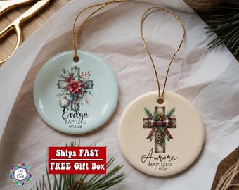 Personalized Girl Baptism Ornament | Christening Gift Girl | Christening Keepsake Ornament