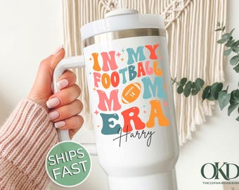 Custom Mom Football Tumbler 40oz, Personalized Football Mom Tumbler, Gifts for Football Mom, Football Mama Travel Tumbler, Football Mom Era