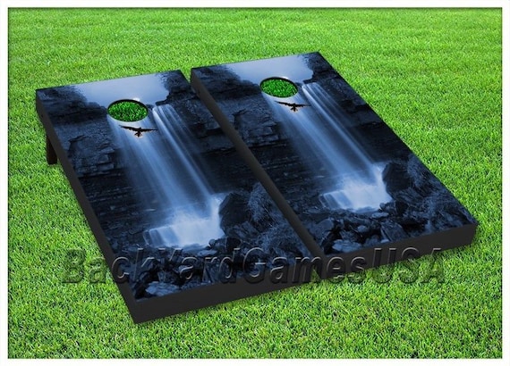 VINYL WRAPS Cornhole Boards DECALS Hawk Waterfall Bag Toss Game Stickers 153