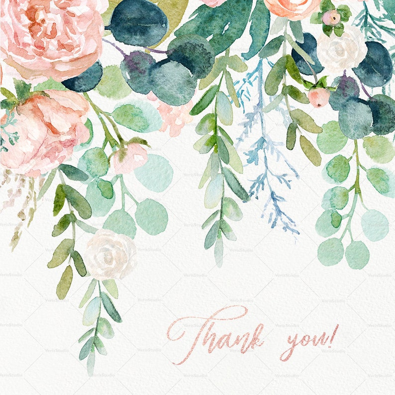 Watercolor Peach Flowers frames borders wreaths bouquets Etsy