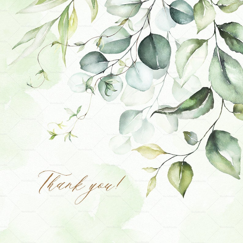 Watercolor Green eucalyptus frame bouquet border wreath Etsy