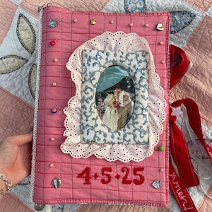 Custom Wedding Photo Album with Quilted Cover and Charms