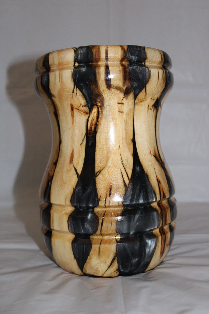 Wood and Resin Vase Large Stone Colored Vase Etsy