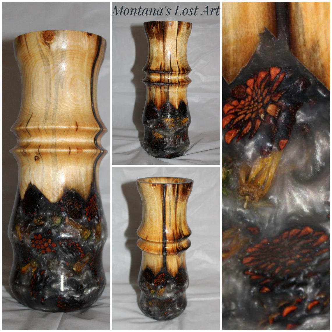 Wood and Resin Vase Epoxy and Wood Vase Hybrid Vase Etsy