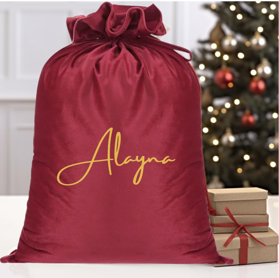 Large Santa Sack Bags,Velvet Christmas Sack with Name,Personalized Christmas Gift Bags,Gift Christmas Sack,Holiday Gift Bag,xmas gift sack
