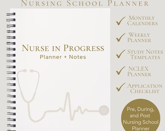 Nursing School Planner|Digital Nurse Student Planner,NCLEX Study Schedule,Class Schedule,Monthly & Weekly Calendar,Notes Templates|Printable