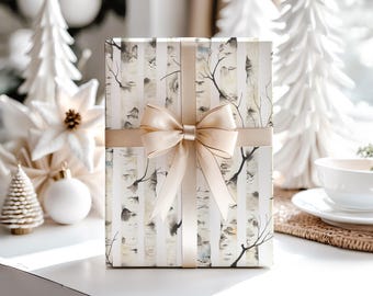 Birch Tree Bark Wrapping Paper: Woodland Winter Gift Wrap (5 Sheets)