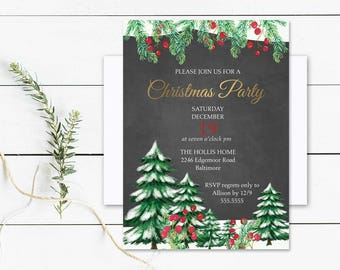 christmas party invitations etsy