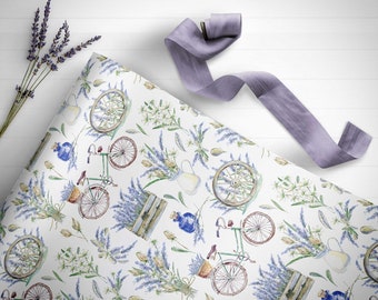 Wedding Gift wrapping paper, Lilac Wildflower Lavender birthday gift wrap, wrapping paper sheet roll Wildflower Spring Summer Bridal Shower