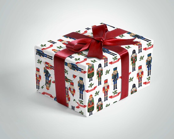 Roll Nutcracker Christmas Wrapping Paper Roll, Kids Christmas Wrapping Paper,  Soldier Ballerina Mouse King Drosselmeyer Clara Gift Wrap 