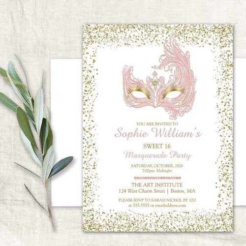 Masquerade Invitation Masquerade Birthday Party Invitation Etsy