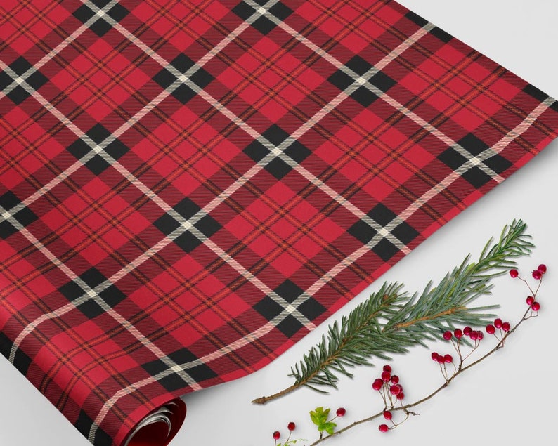 Red Plaid Gift Wrap Tartan Plaid Wrapping Paper Christmas Etsy UK