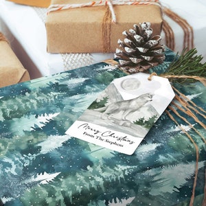 Christmas Wrapping Paper Winter Forest Trees Watercolor Winter Holiday Gift Wrap Wintery Paper Roll Woodland Pine Gift Wrap 5 sheets in Set