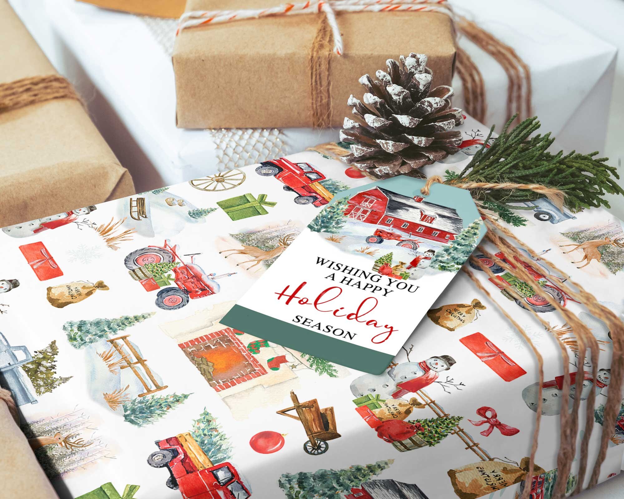 Farm Newspaper Country Wrapping Paper