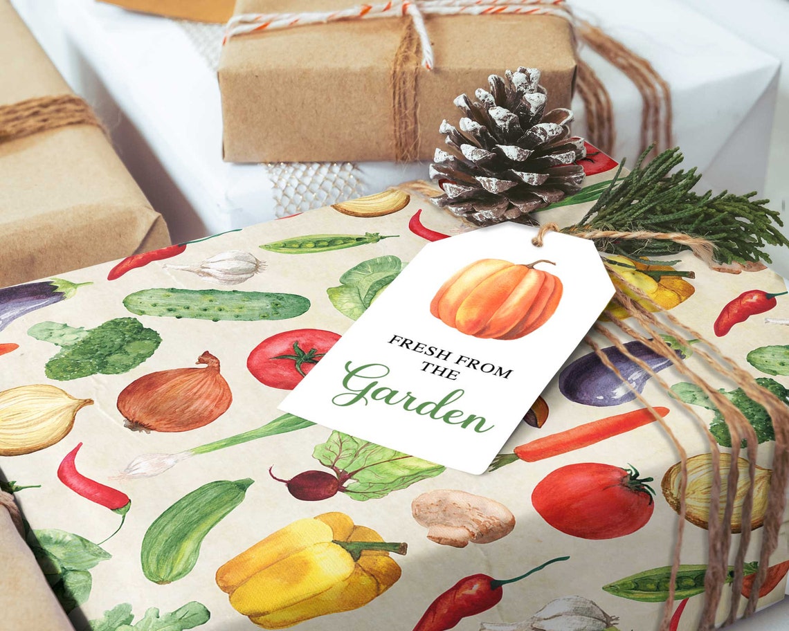Foodie Gift Wrapping Paper Farmers Market Gift Wrap Etsy