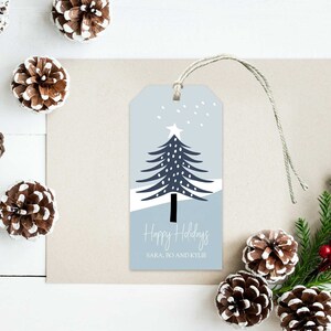 Christmas Tree Tags, Christmas Tags, Tree Gift Tags, Skandi Modern Holiday Gift Tag, Large Blue Christmas Gift Tags, Handmade Christmas Tree