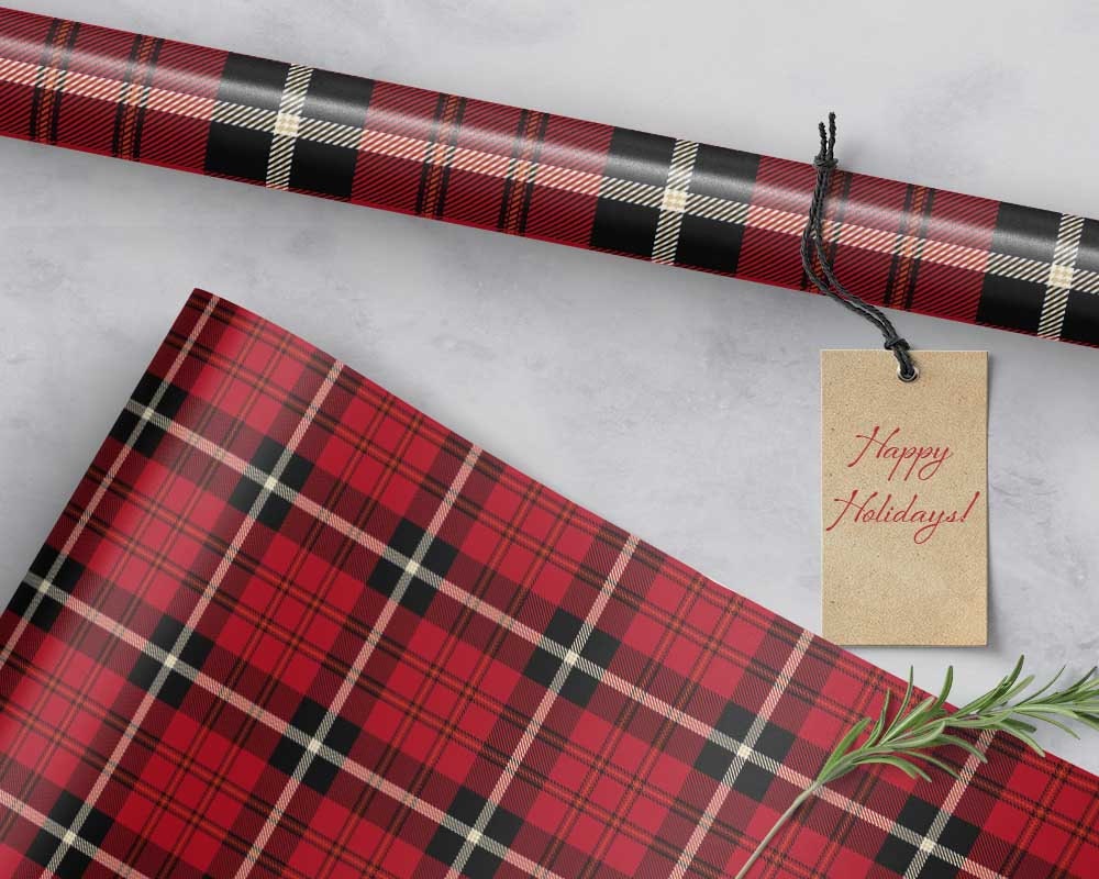 Red Plaid Gift Wrap Tartan Plaid Wrapping Paper Christmas Etsy