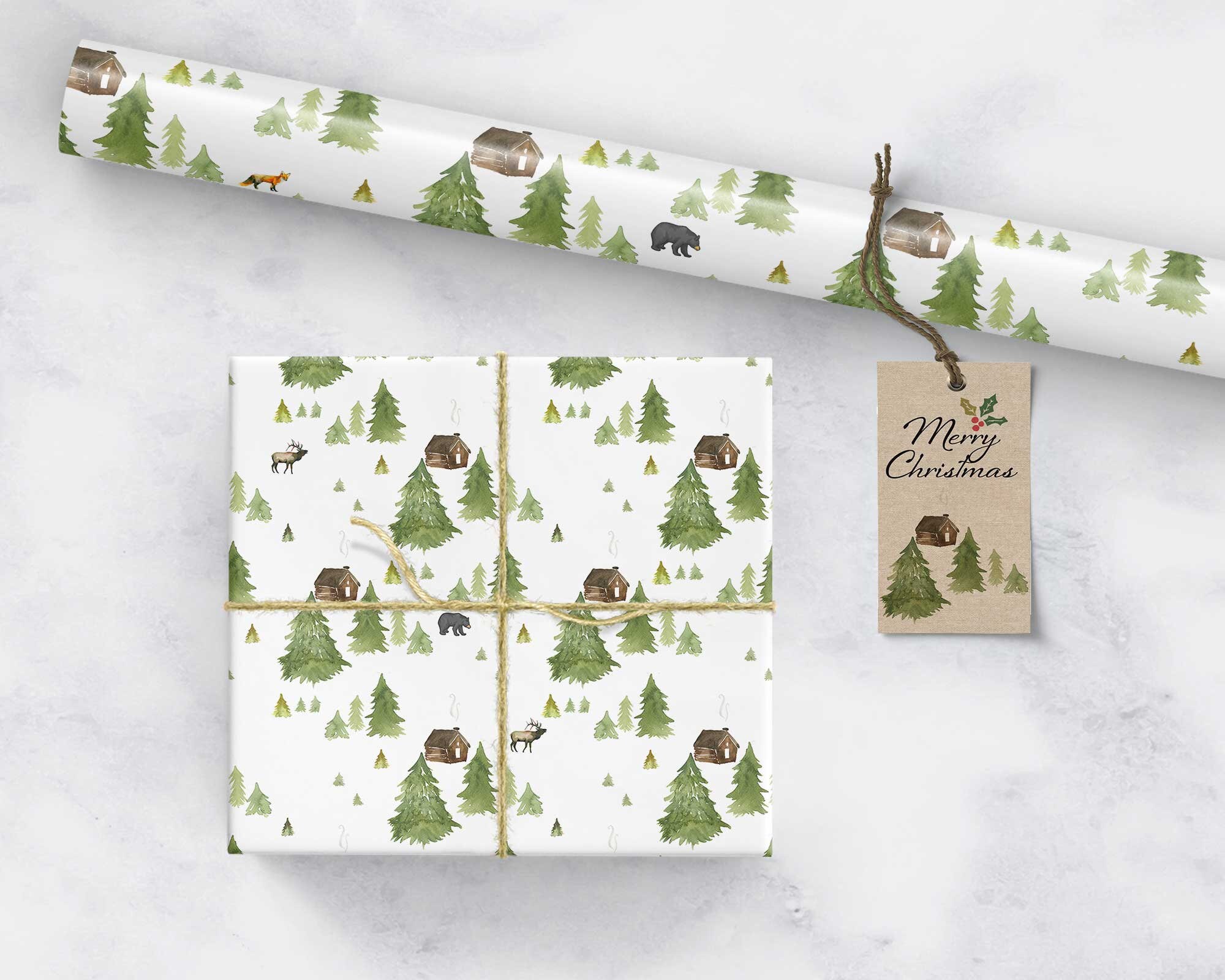 Christmas Wrapping Paper Rustic Winter on the Farm Holiday Gift Wrap  Vintage Xmas Farm House Tractor Barn Country Wrap Roll 5 Sheets per Set 