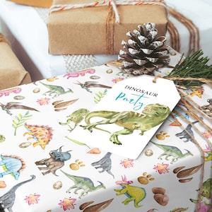 Dinosaur Birthday Party wrapping paper, Boy&#39;s Birthday Gift Wrap, Dinosaur Gift Roll, Dinosaur Birthday Party Ideas Sheets 20 x 29 Gift