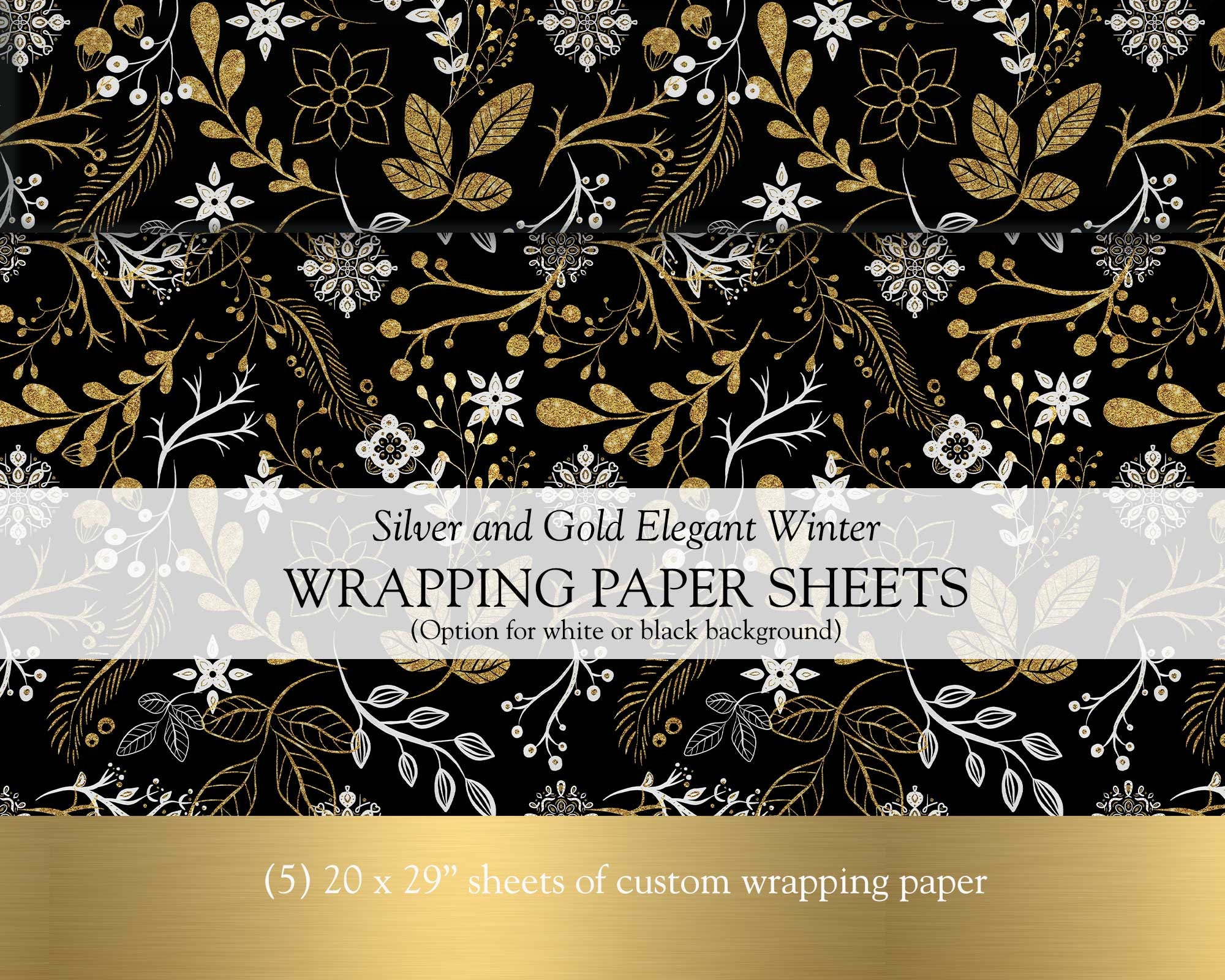 Flower Wrapping Paper Black Wrapping Paper Custom Wrapping Paper