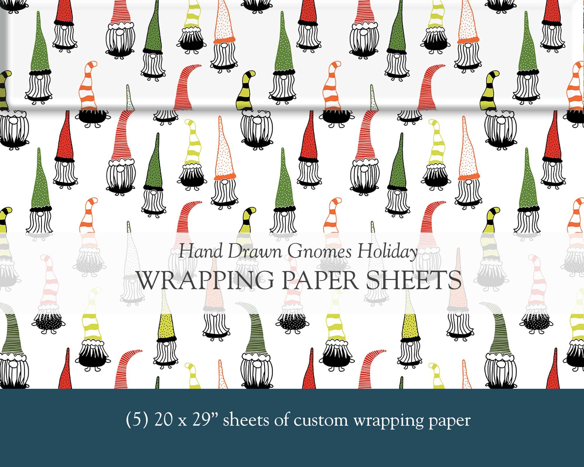 Christmas Gnomes Gift Wrap Vintage Scandi Folk Wrapping Etsy