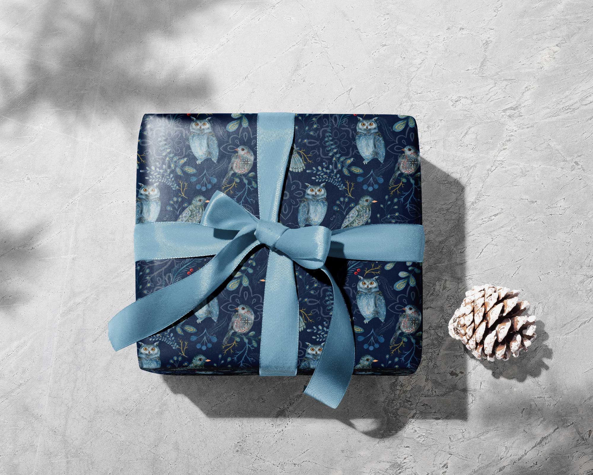 Small Christmas Tree Navy Blue Series Gift Wrapping Paper - Temu