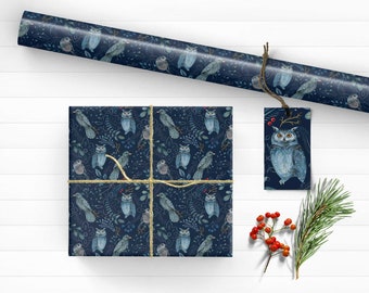 Christmas Wrapping Paper Sheets, Navy Blue and Brown Recycled Kraft Gift  Wrapping Paper with Tags Stickers, 6 Sheet Xmas Wrapping Paper for Gifts
