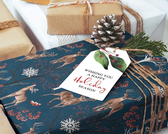 Rustic Christmas Wrapping Paper Sheets Roll, Holiday Gift Wrap 