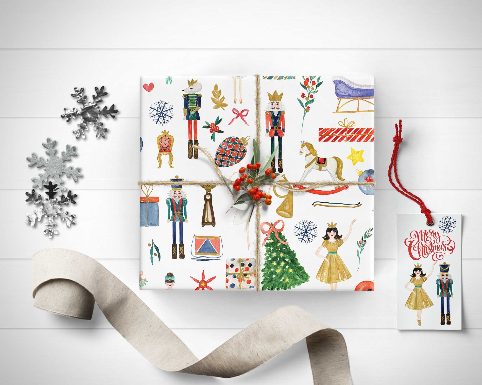Rustic Winter Wrapping Paper Nutcracker Ballet Christmas Etsy