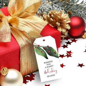Christmas Gift Tags Christmas Gift Labels Printed Greenery Xmas Gift Tag, Christmas Gift Tag, Elegant tags with string, Holiday Gift Unique