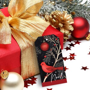 Christmas Gift Tags Christmas Gift Labels Printed Woodland Christmas, Winter Bird Elegant Gift Tags with string, Holiday Gift Tags Cardinal