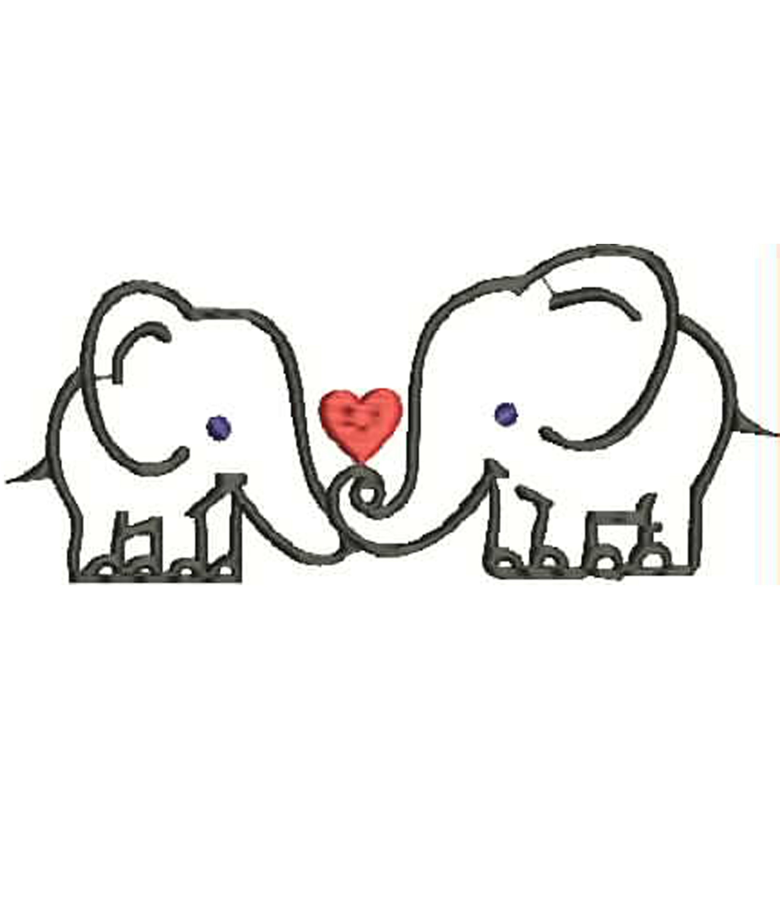 Elephant Love Heart Embroidery Elephant Love Heart Embroidery