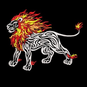 Fiery lion embroidery design,Lion embroidery